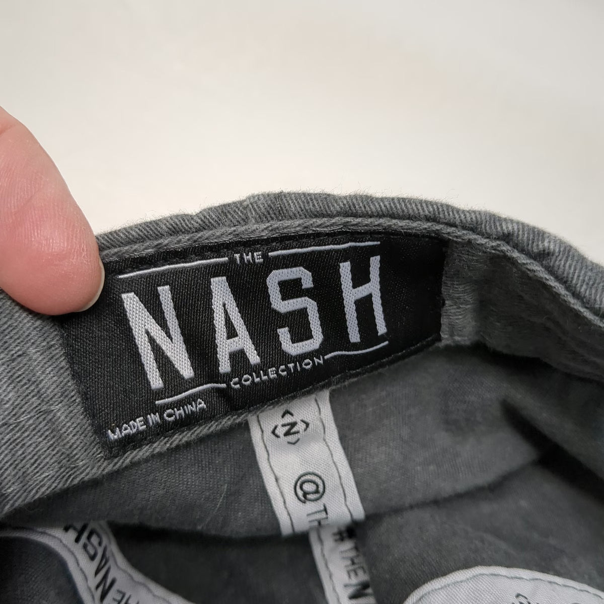 The Nash Collection Gray White Blue OSFM Baseball Cap NASH Logo Slideback Hat
