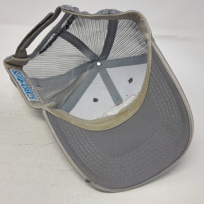 Crown Baseball Cap Gray Red White OSFM Mesh Back USA Flag Berry Machinery hat