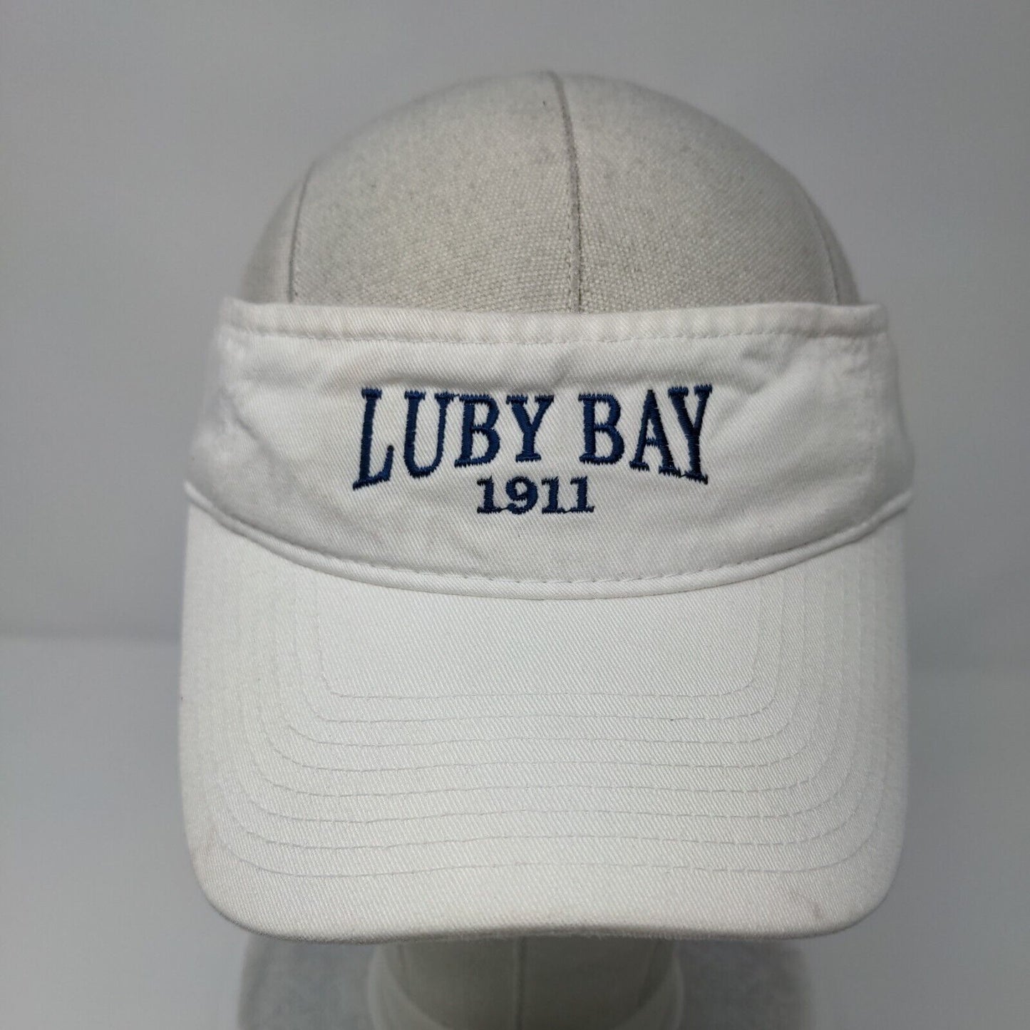 Luby Bay 1911 Strapback Sun Visor Hat White OSFA Solid Embroidered