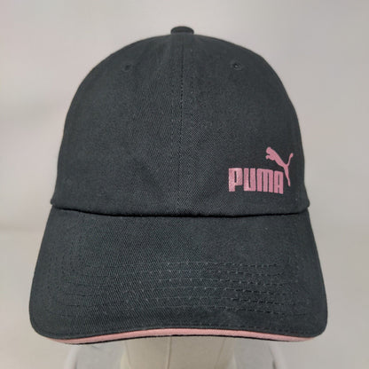 Puma Slideback Hat Black OSFA Adjustable Pink Logo Vent Holes 6 Panel