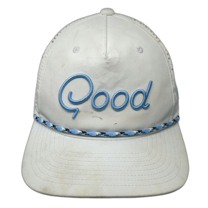 Good Good Golf White Trucker Hat One Size Blue Rope Script Mesh Back Snapback