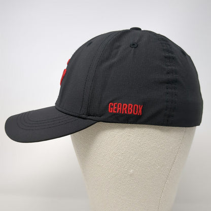 Gearbox Baseball Cap Black One Size Stretch Fit Performance Fabric Red Logo Hat