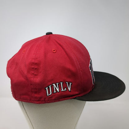 New Era UNLV Rebels NCAA Red Snapback Hat OS OSFM Flat Brim Mascot Logo Cap