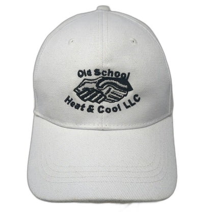 Baseball Cap White One Size Heat & Cool LLC Handshake Strapback Hat Acrylic HVAC
