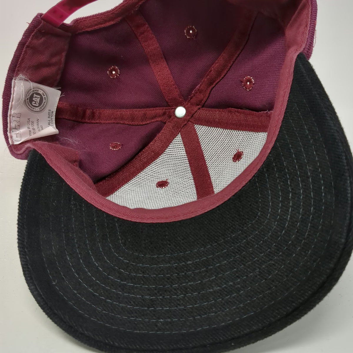 Cyrk Snapback Red Black One Size Hat Caterpillar Logo Embroidered Cotton