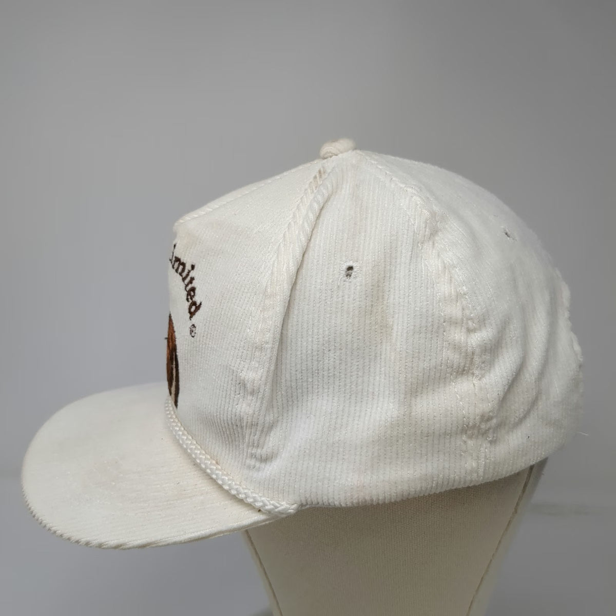 Dorfman Pacific Ducks Unlimited Trucker White Corduroy Rope Brim Hat One Size