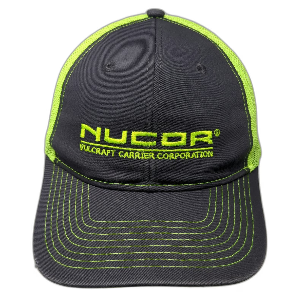Port Authority Nucor Vulcraft Trucker Hat Gray Yellow One Size Mesh Snapback