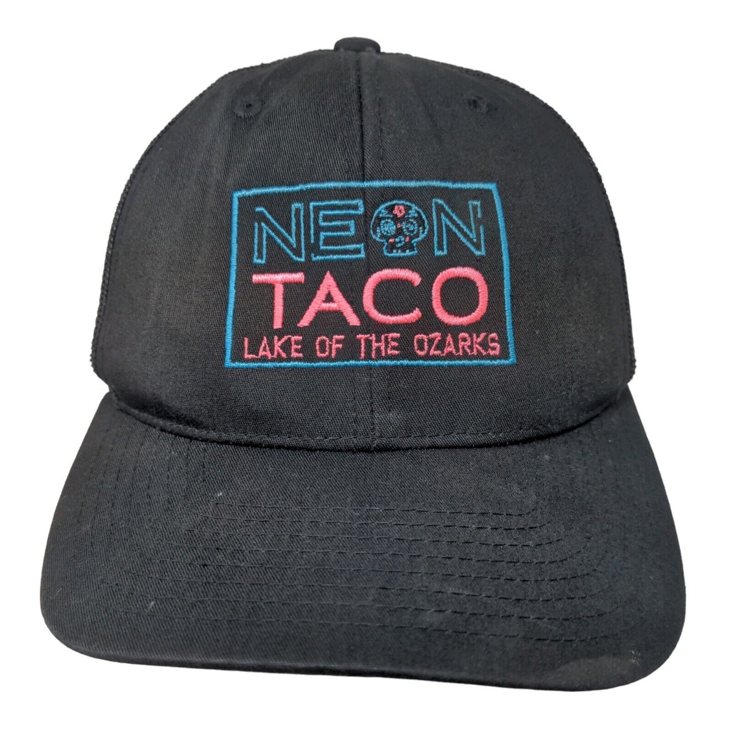 Yupoong Men's Snapback Mesh Back Hat Black Neon Taco Lake of the Ozarks Logo