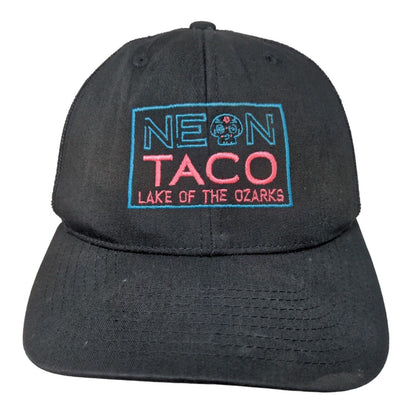 Yupoong Men's Snapback Mesh Back Hat Black Neon Taco Lake of the Ozarks Logo