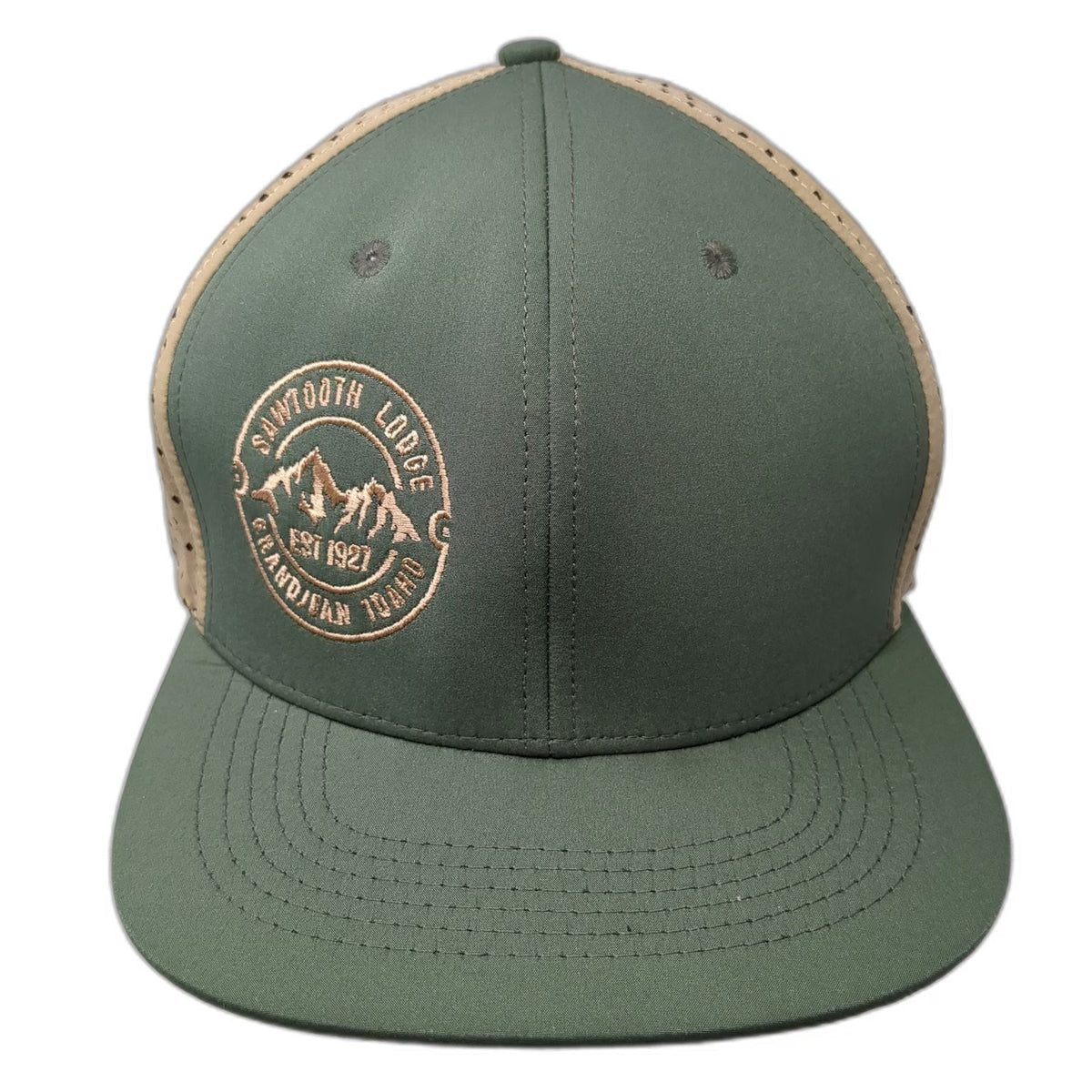 Spacecraft Trucker Hat Green One Size Sawtooth Lodge Idaho Grandjean Snapback