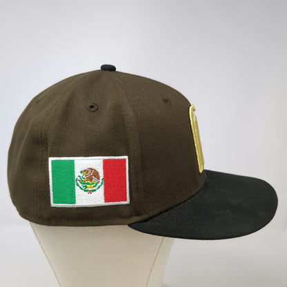 New Era Mexico World Baseball Classic Brown Black Cap 7 3/8 Flat Brim Fitted Hat