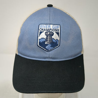 Authentic Pigment Trucker Hat Blue Black One Size River Cup Champions Patch