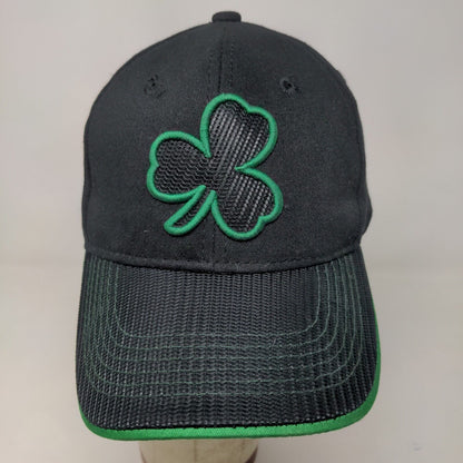 Unbranded Men's Strapback Hat Black Size OSFM Embroidered Clover Leaf Logo