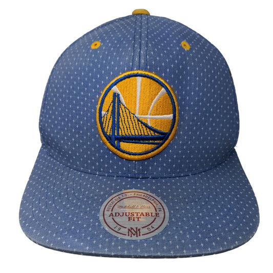 Mitchell & Ness Men's Snapback Hat Blue Polka Dots OSFA Golden State Warriors