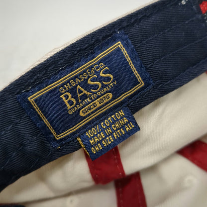 G.H. Bass Baseball Cap Beige One Size USA Shield Slideback Cotton Pattern Hat