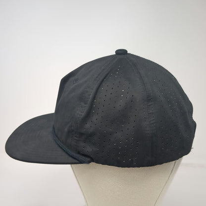 Decky 5 Panel Black Hat One Size Rope Perforated Laser Cut Snapback Breathable