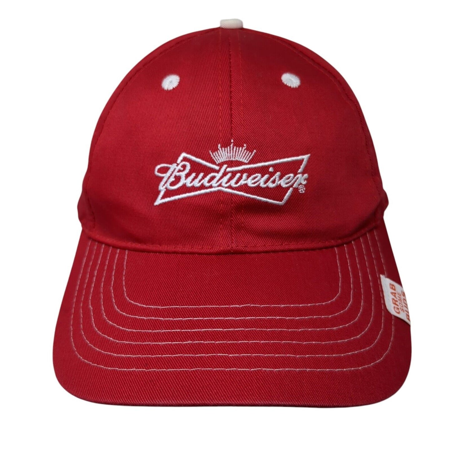 Budweiser Strapback Hat Red OSFA Adjustable Embroidered K-Products