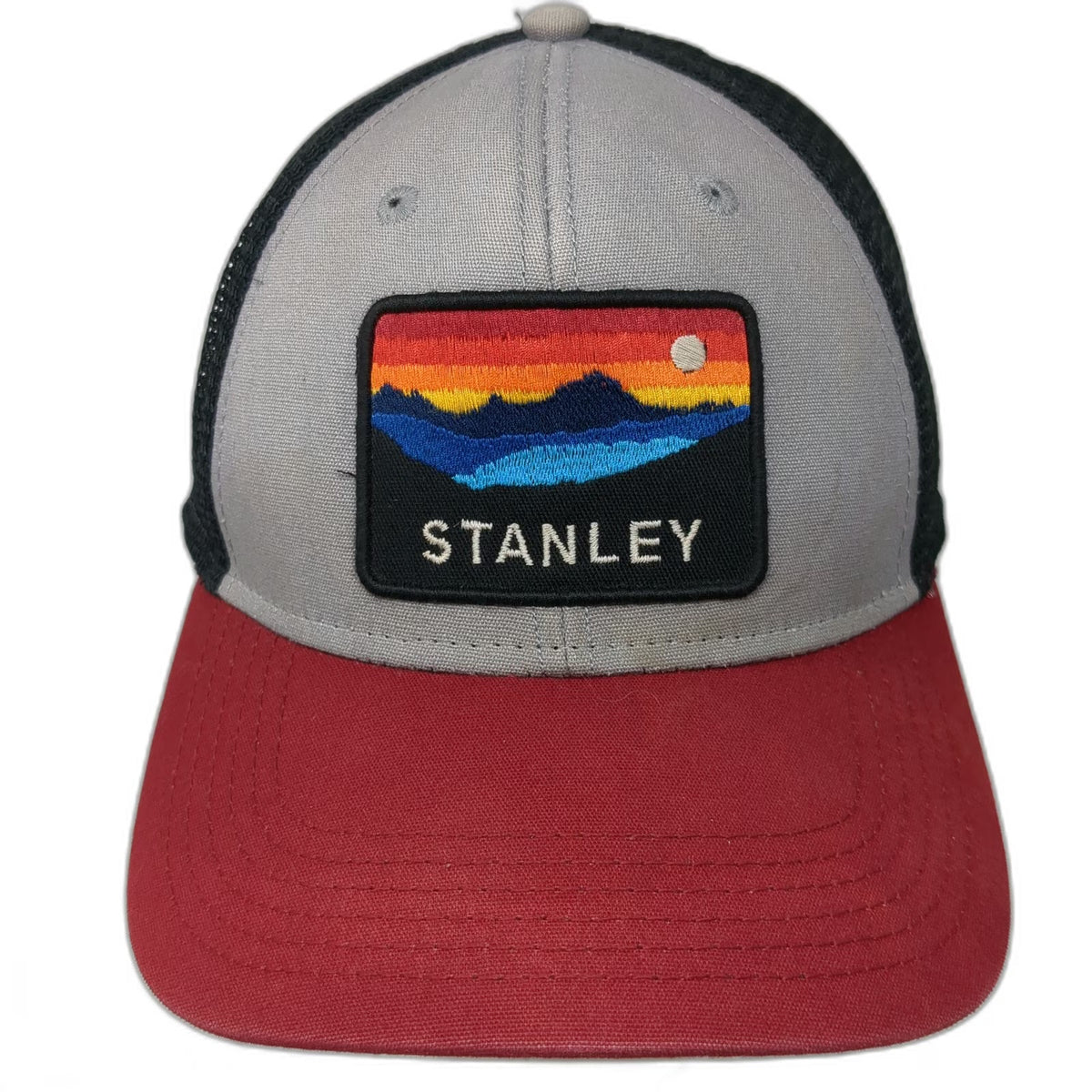 Legacy Trucker Hat Gray Red Black One Size Mountain Sunset Patch Mesh Snapback
