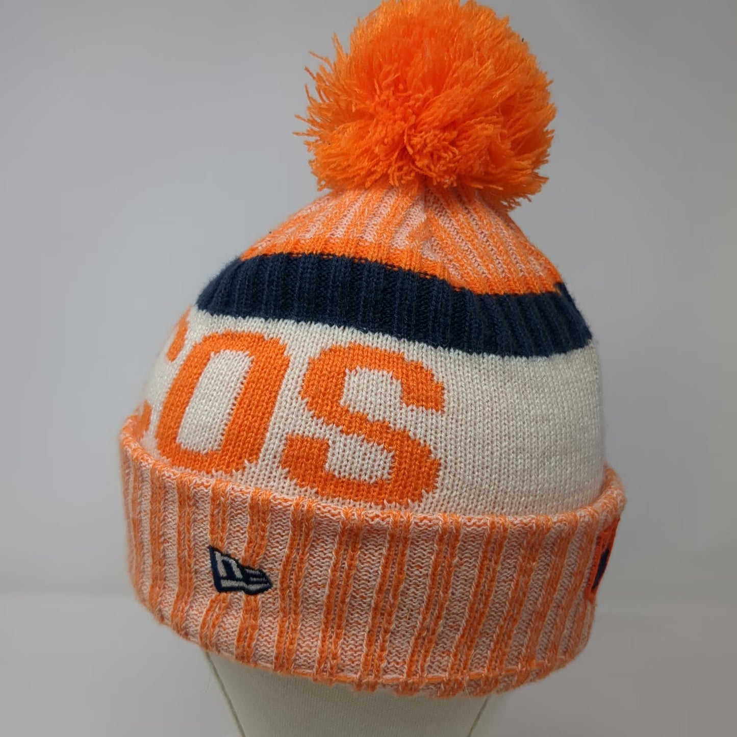 Denver Broncos NFL New Era Beanie Orange Blue White One Size Pom Patch Knit Hat