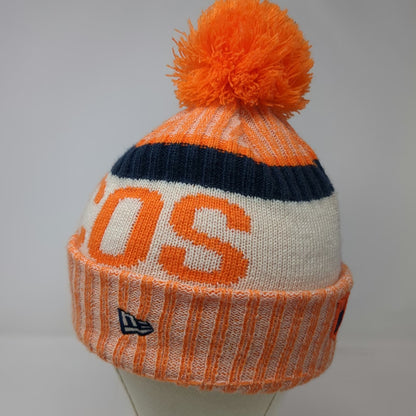 Denver Broncos NFL New Era Beanie Orange Blue White One Size Pom Patch Knit Hat