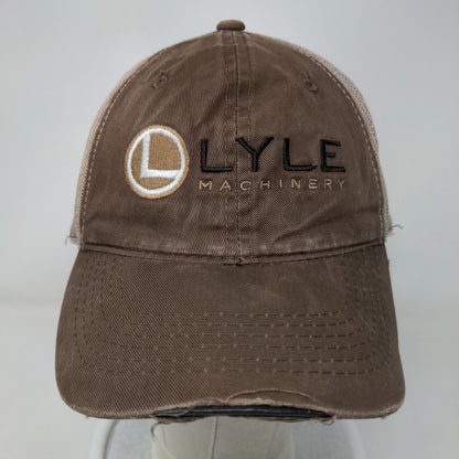 Lyle Machinery Strapback Mesh Back Trucker Hat Brown One Size Embroidered