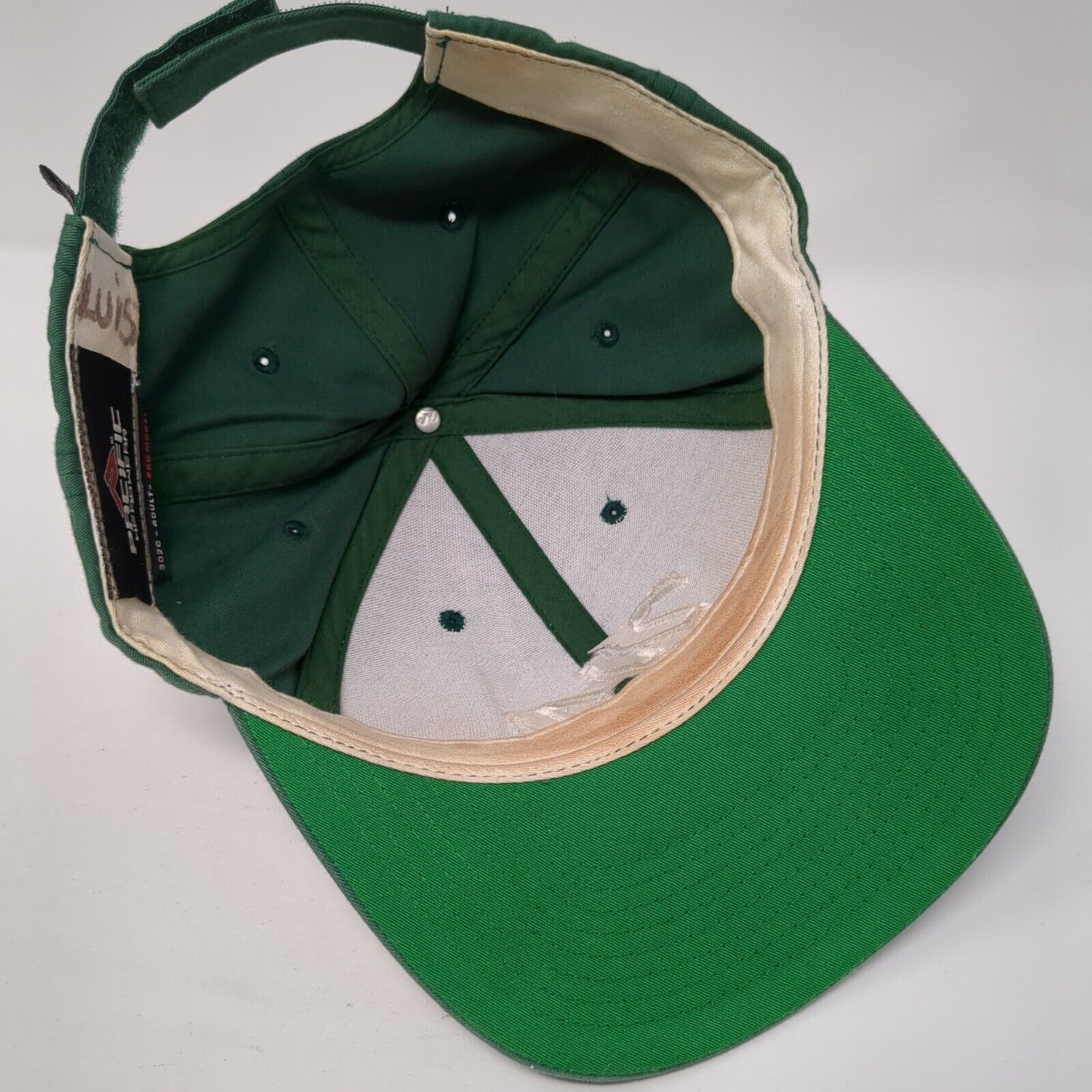 WV Strapback Hat Green One Size Adjustable Embroidered Pacific Headwear