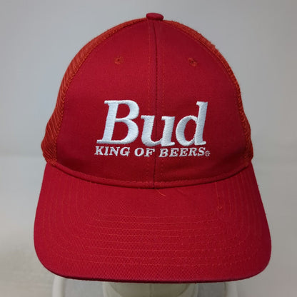Budweiser Bud King of Beers Trucker Hat Red One Size Mesh Back Snapback Logo
