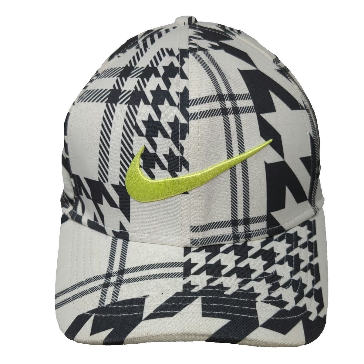 Nike Baseball Cap White One Size Pinehurst Golf Houndstooth Dri-FIT Swoosh Hat