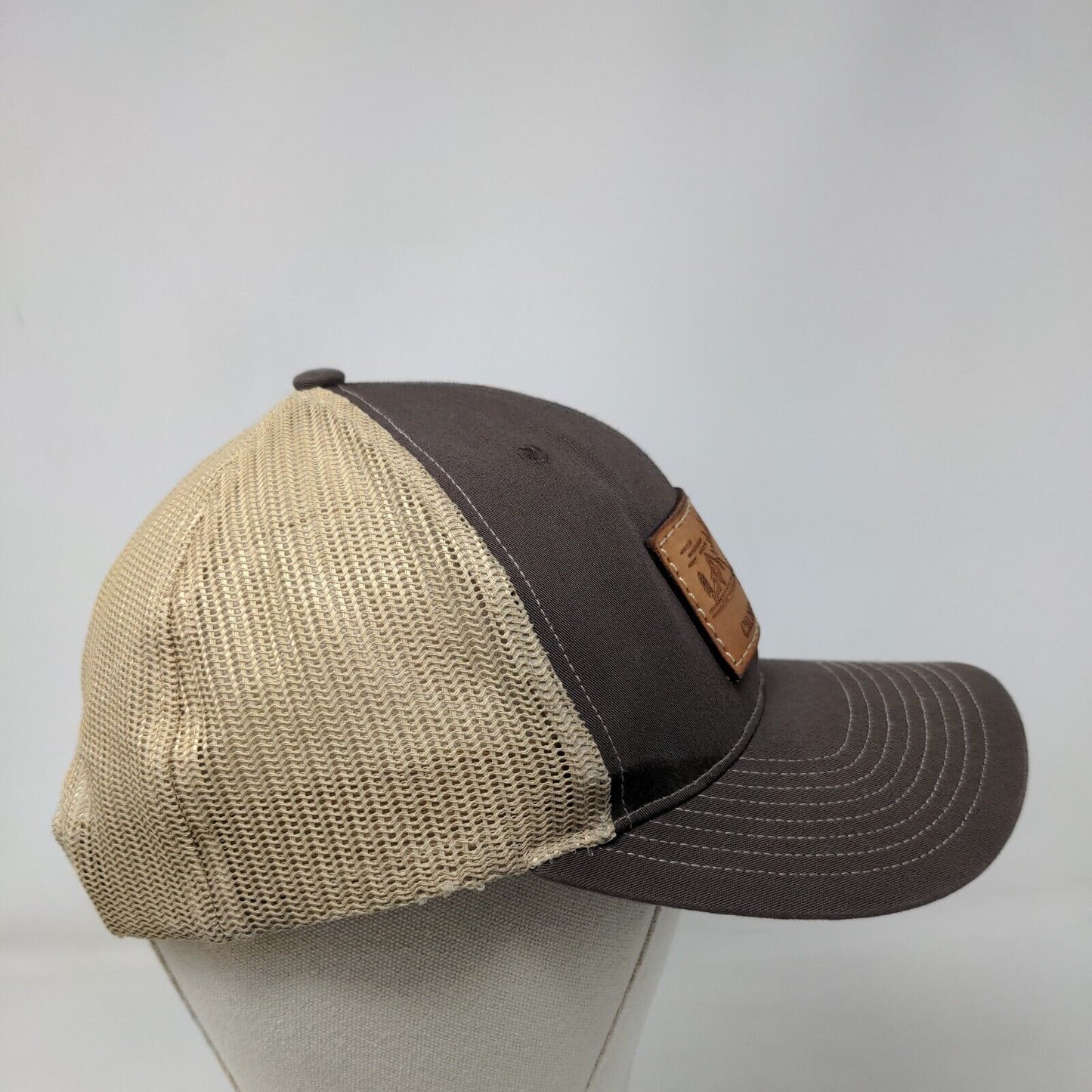Cross The Divide Snapback Trucker Hat Brown One Size Leather Patch