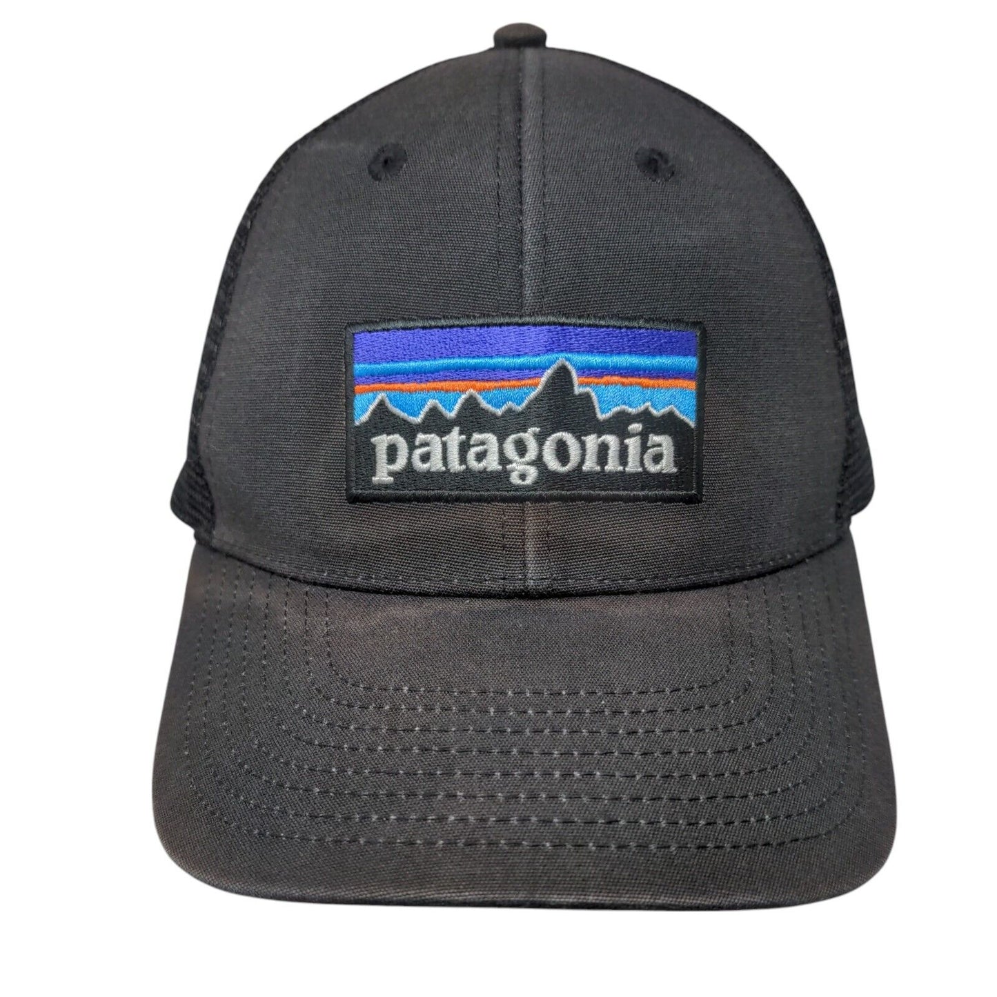 Patagonia P-6 Snapback Trucker Hat Black OSFA Mesh Back Solid Netplus