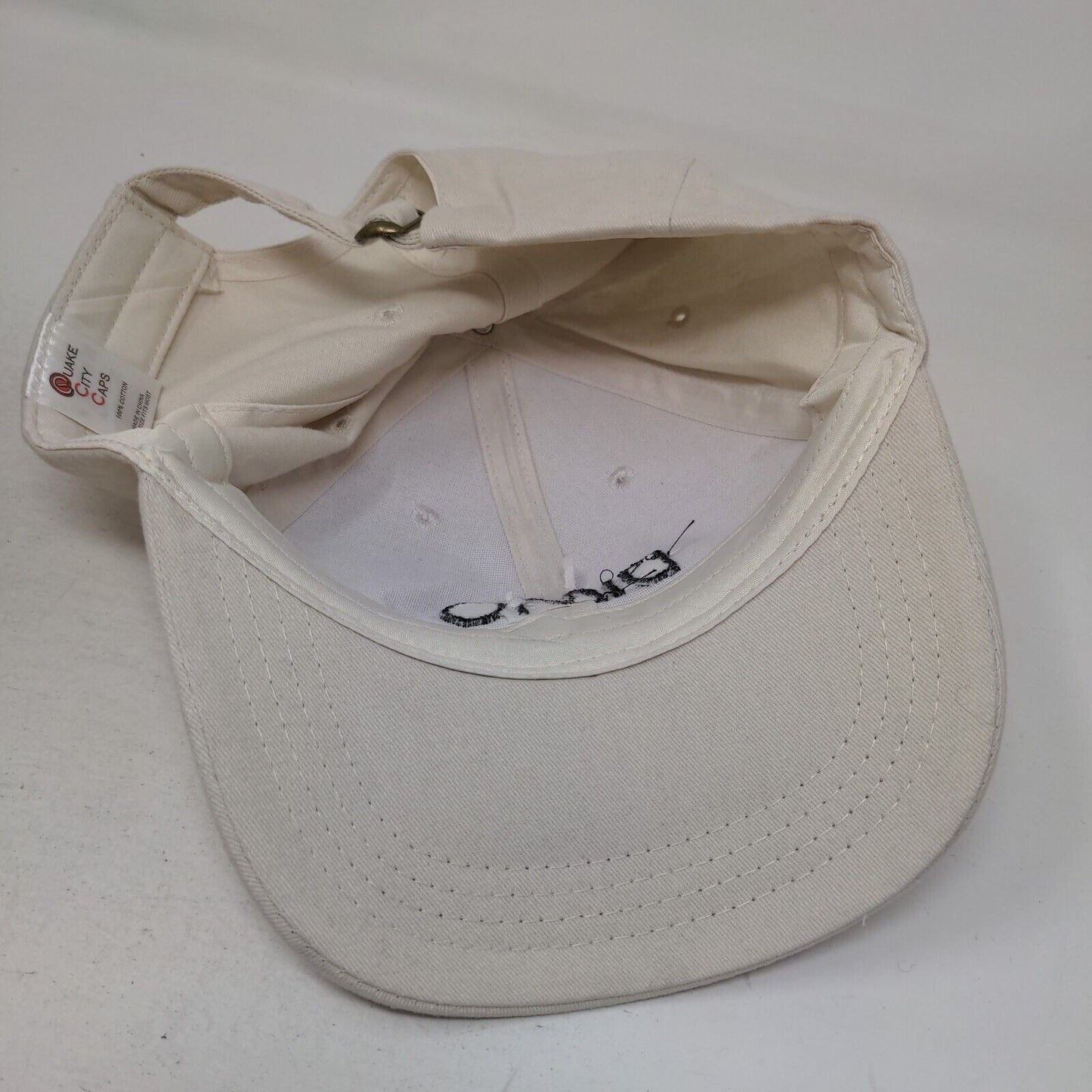 DIMO Slideback Hat Cream OSFM Embroidered Adjustable Quake City Caps
