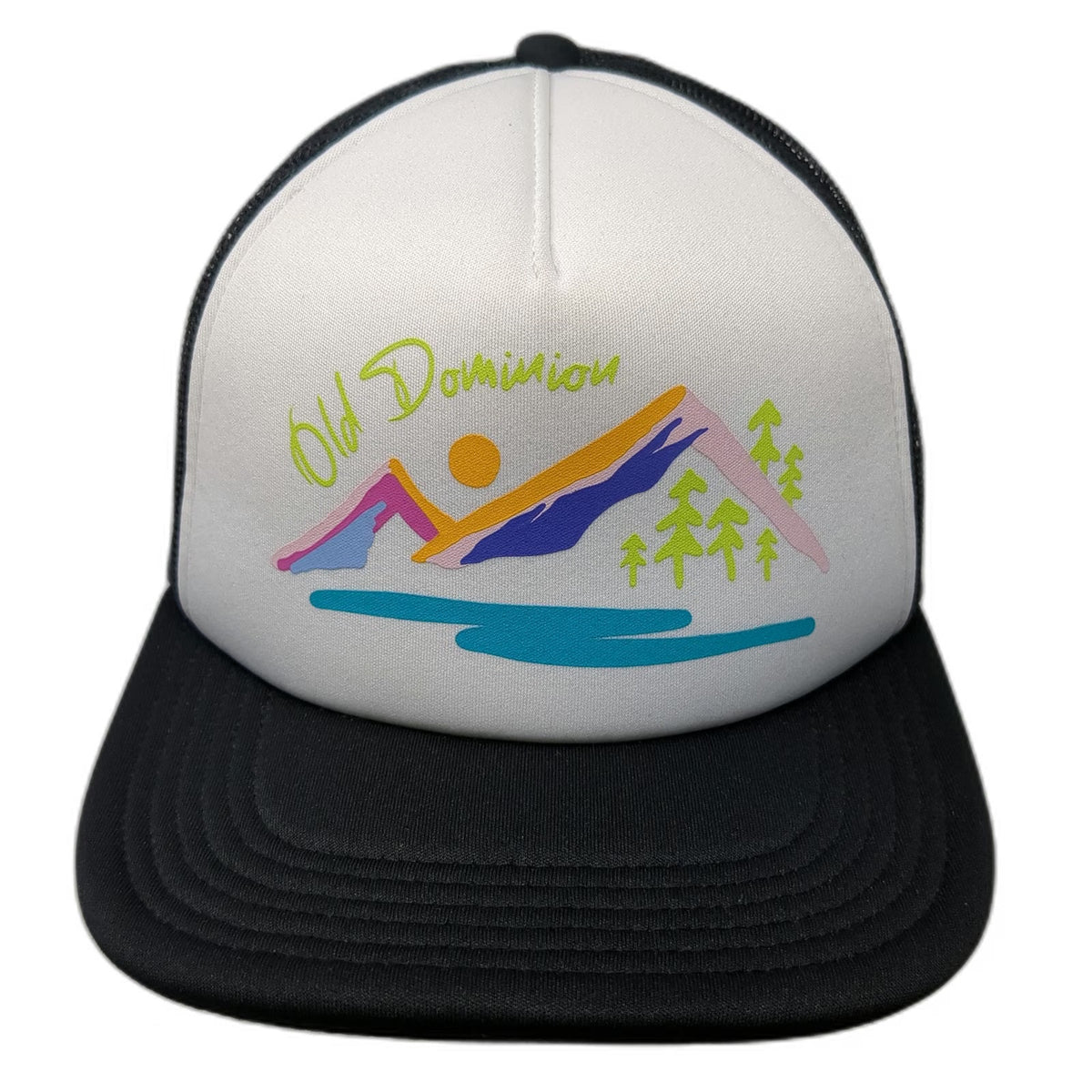 Old Dominion Trucker Hat Black One Size Mountain Graphic Foam Front Mesh Back