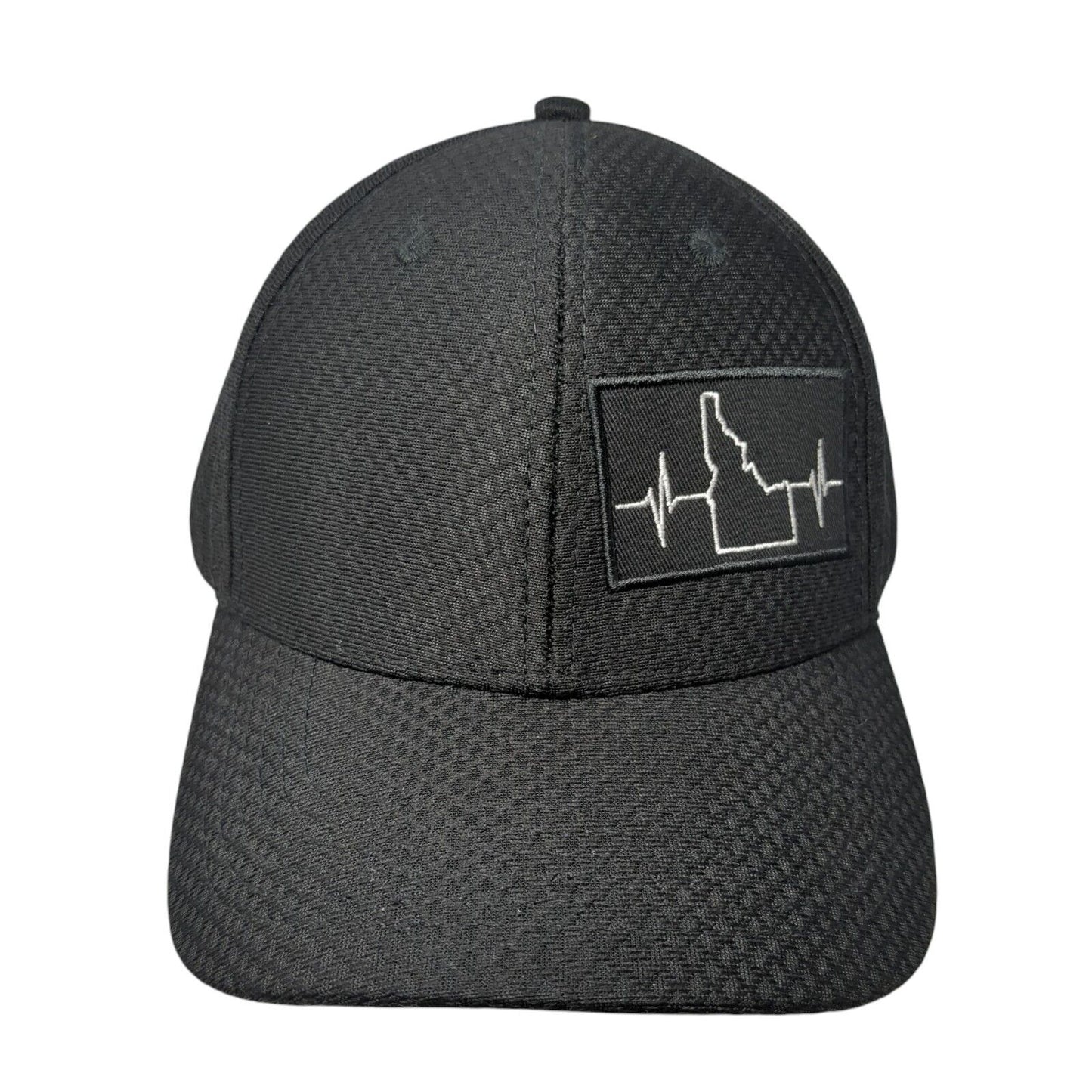 Idaho Heartbeat Snapback Hat Black One Size Adjustable Embroidered 6 Panel