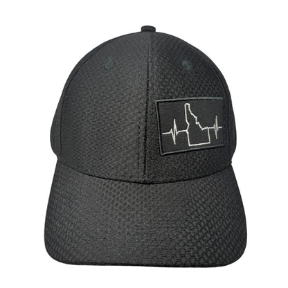 Idaho Heartbeat Snapback Hat Black One Size Adjustable Embroidered 6 Panel