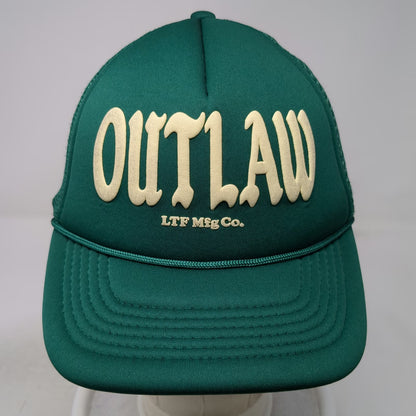 LTF Outlaw Mfg Co Trucker Hat Green One Size Mesh Snapback Rope
