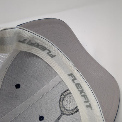 The Griddle Fitted Mesh Back Trucker Hat Blue One Size Flexfit Yupoong