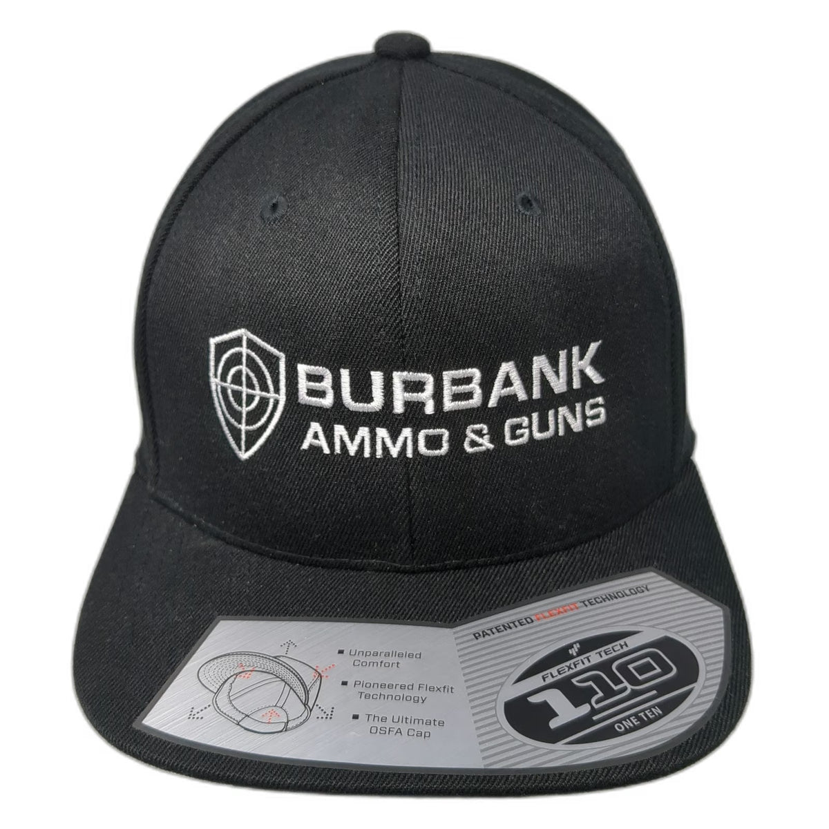 Flexfit Snapback Black One Size Burbank Ammo & Guns Target Shield Logo 110 Hat