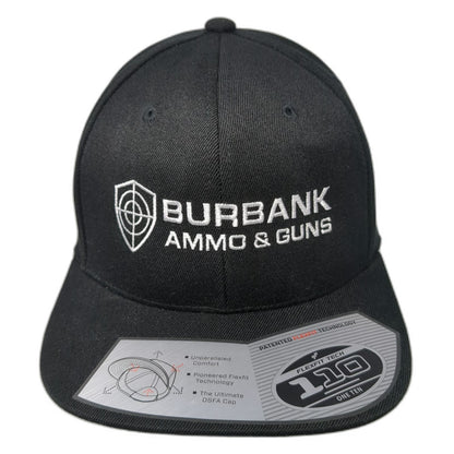 Flexfit Snapback Black One Size Burbank Ammo & Guns Target Shield Logo 110 Hat