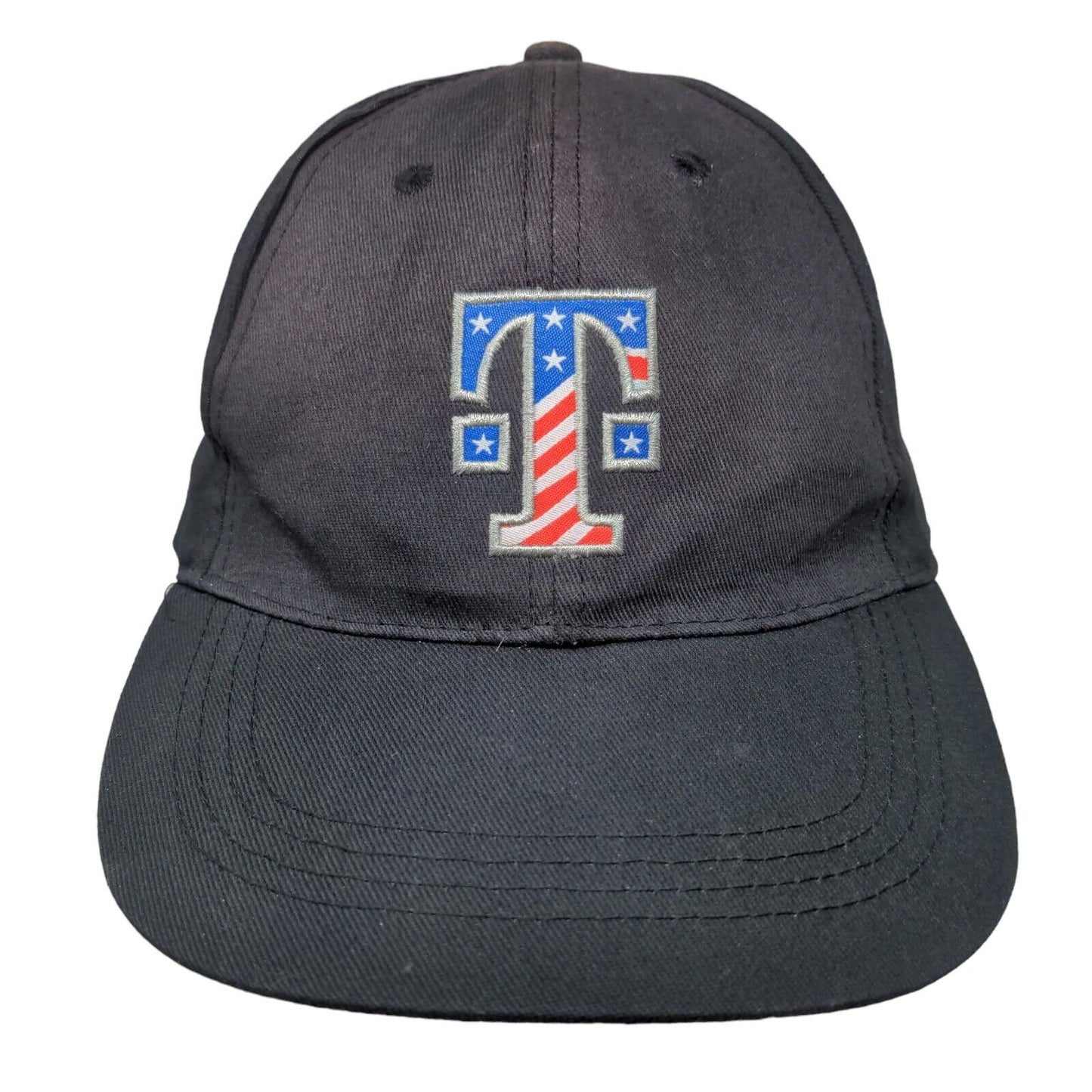 T-Mobile Strapback Hat Black One Size Adjustable Embroidered Patriotic 6 Panel