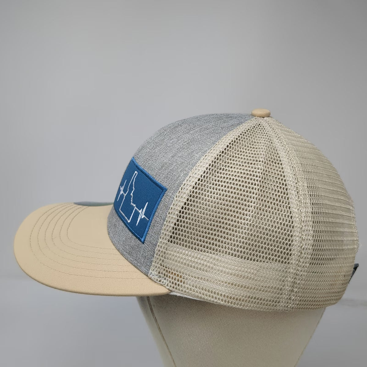 The Heartbeat Brand Trucker Hat Beige One Size Idaho State Mesh Snapback Ocean
