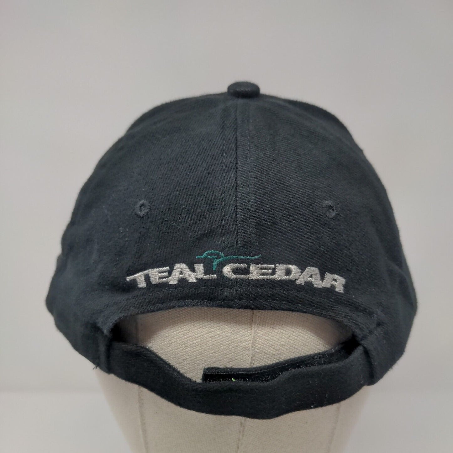 Teal Cedar Strapback Hat Black Adjustable Embroidered AJM International