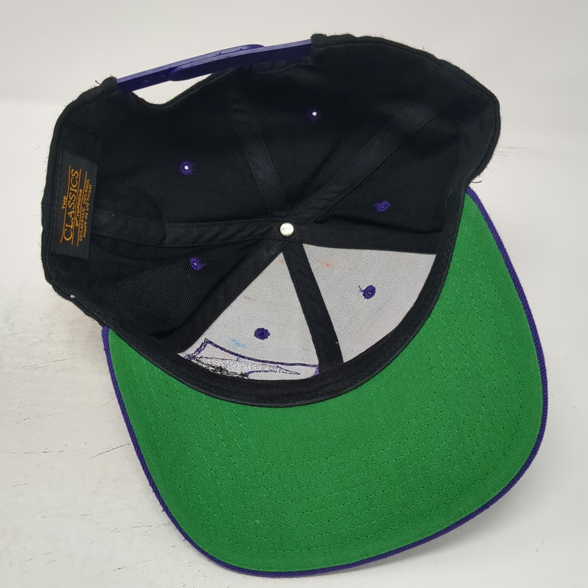 Yupoong Snapback Hat OSFM Black Purple Cascade Raft Kayak Wave Flat Brim Logo