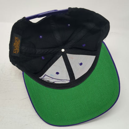 Yupoong Snapback Hat OSFM Black Purple Cascade Raft Kayak Wave Flat Brim Logo