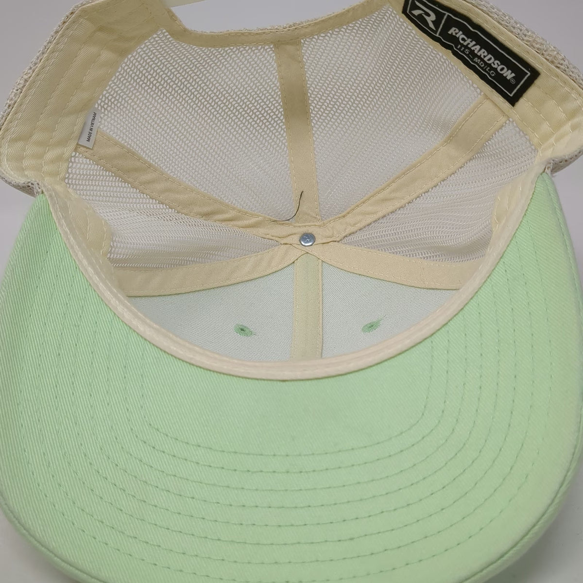Richardson 115 Trucker Hat Green White L Bear Lake Utah Idaho Leather Patch Mesh