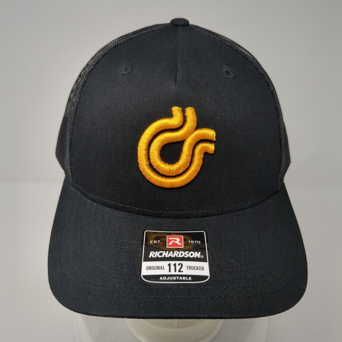 Richardson Snapback Trucker Hat Black One Size Mesh Back Embroidered Logo