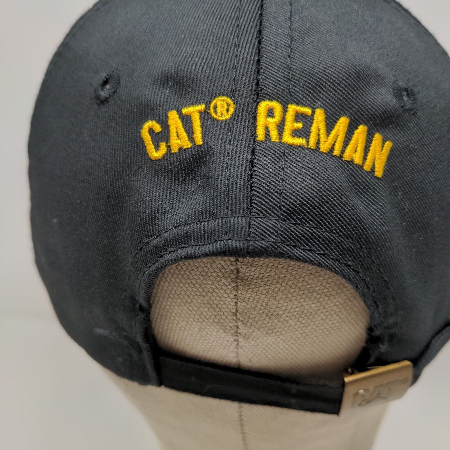 CAT Caterpillar Men's Slideback Hat Black Adjustable Embroidered Logo PolyCotton