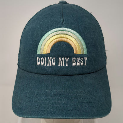 Mighty Fine Trucker Hat Blue One Size Rainbow Doing My Best Mesh Back Snapback