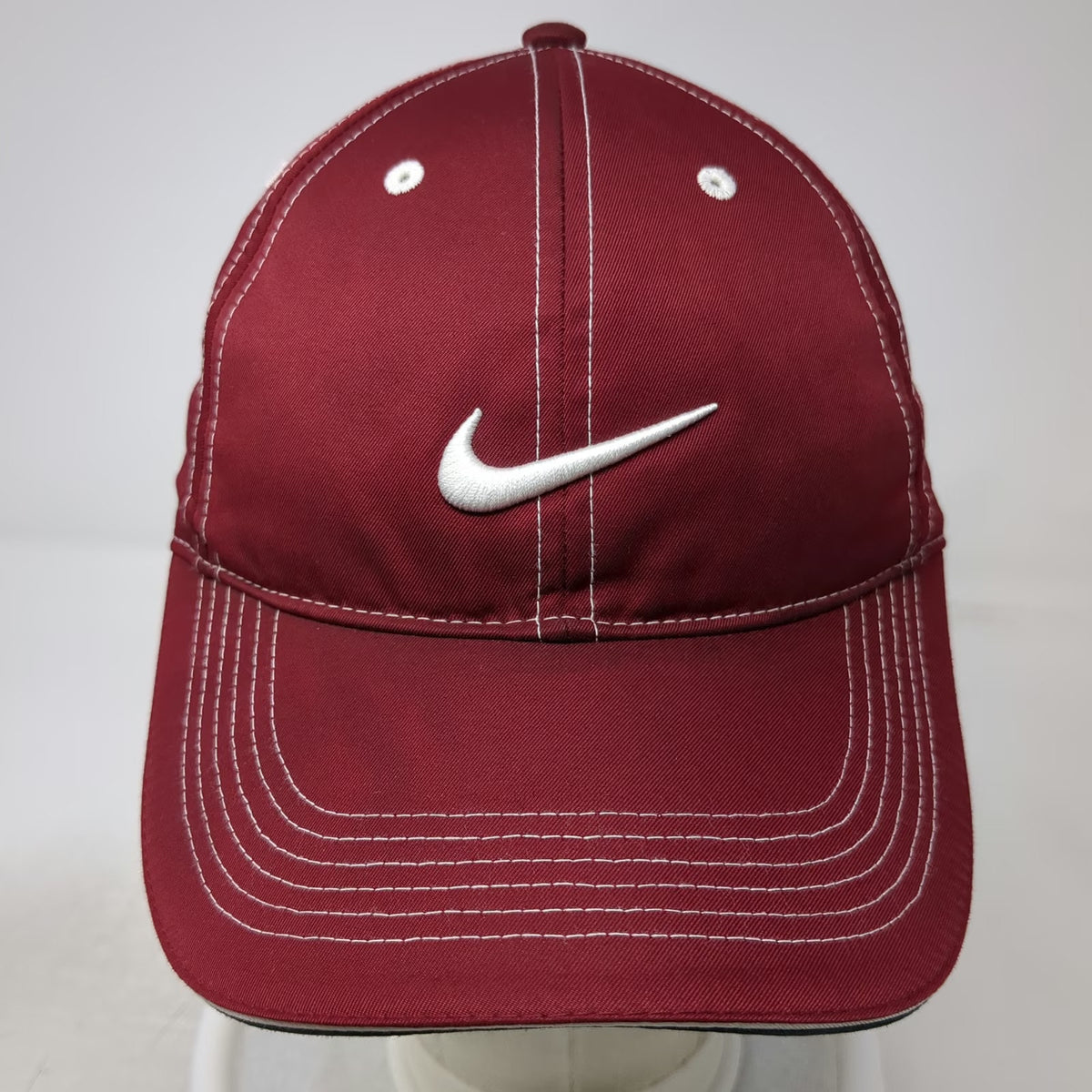 Nike Golf Baseball Cap Red One Size Embroidered Swoosh Contrast Stitch Hat Strap