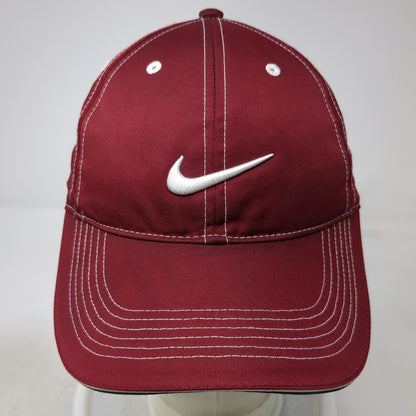 Nike Golf Baseball Cap Red One Size Embroidered Swoosh Contrast Stitch Hat Strap