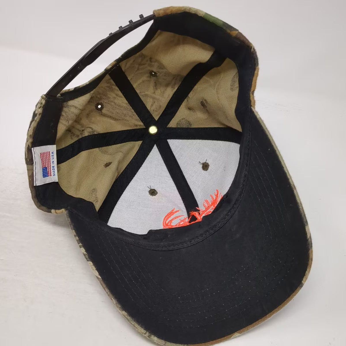 Mrs. Doe Pee's Brown Camo Snapback Hat OS Made in USA Embroidered Cap Vintage